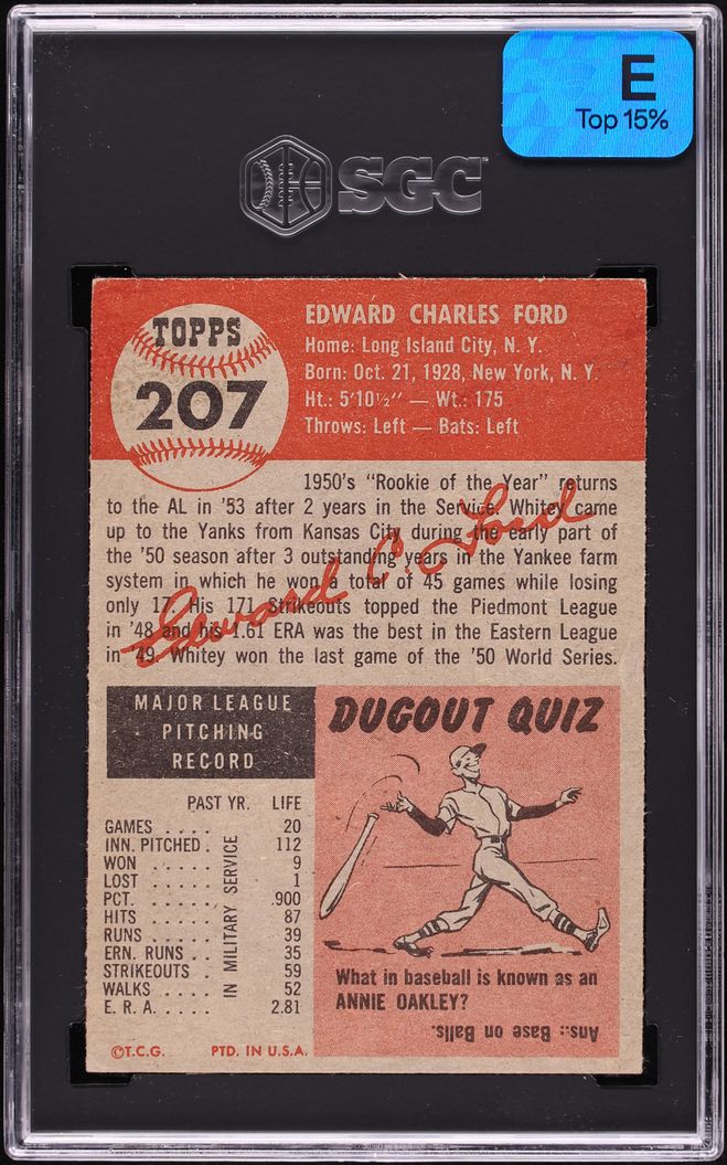 1953 Topps Whitey Ford #207 SGC 4 VGEX