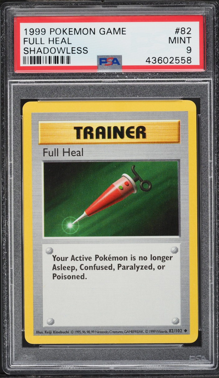 1999 Pokemon Base Set Shadowless Full Heal #82 PSA 9 MINT