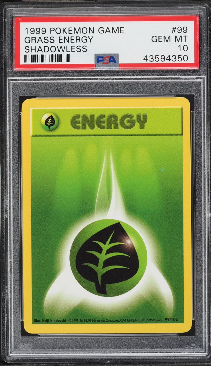 1999 Pokemon Base Set Shadowless Grass Energy #99 PSA 10 GEM MINT