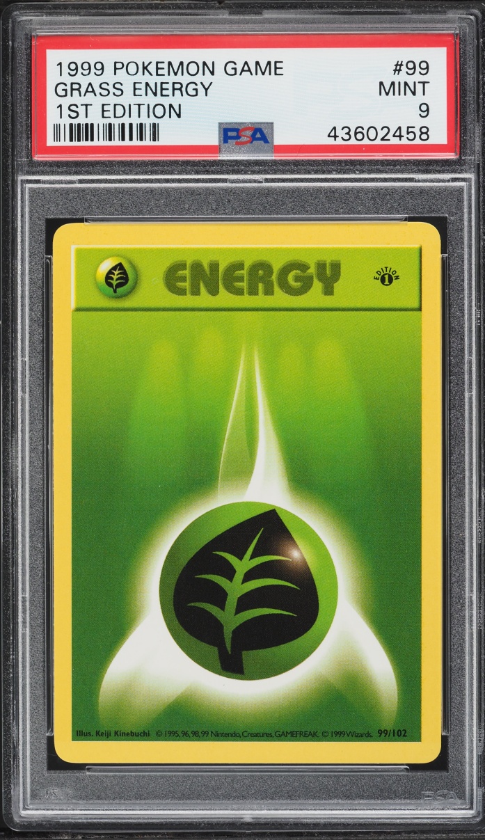 1999 Pokemon Base Set Shadowless 1st Edition Grass Energy #99 PSA 9 MINT