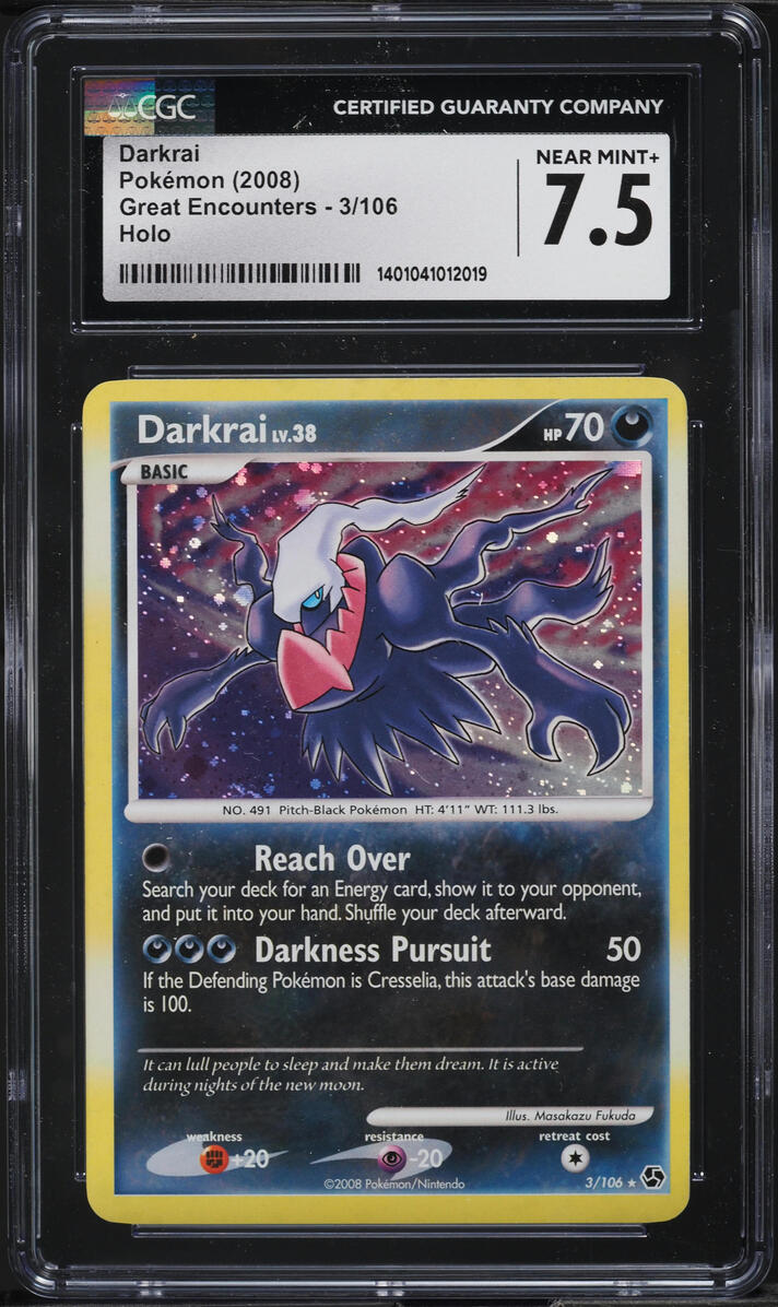 2008 Pokemon Diamond & Pearl Great Encounters Holo Darkrai #3 CGC 7.5 NRMT+