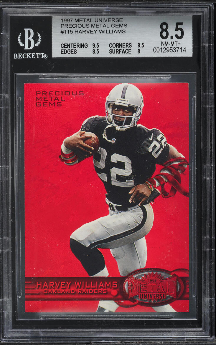 1997 Metal Universe Precious Metal Gems PMG Red Harvey Williams /150 BGS 8.5