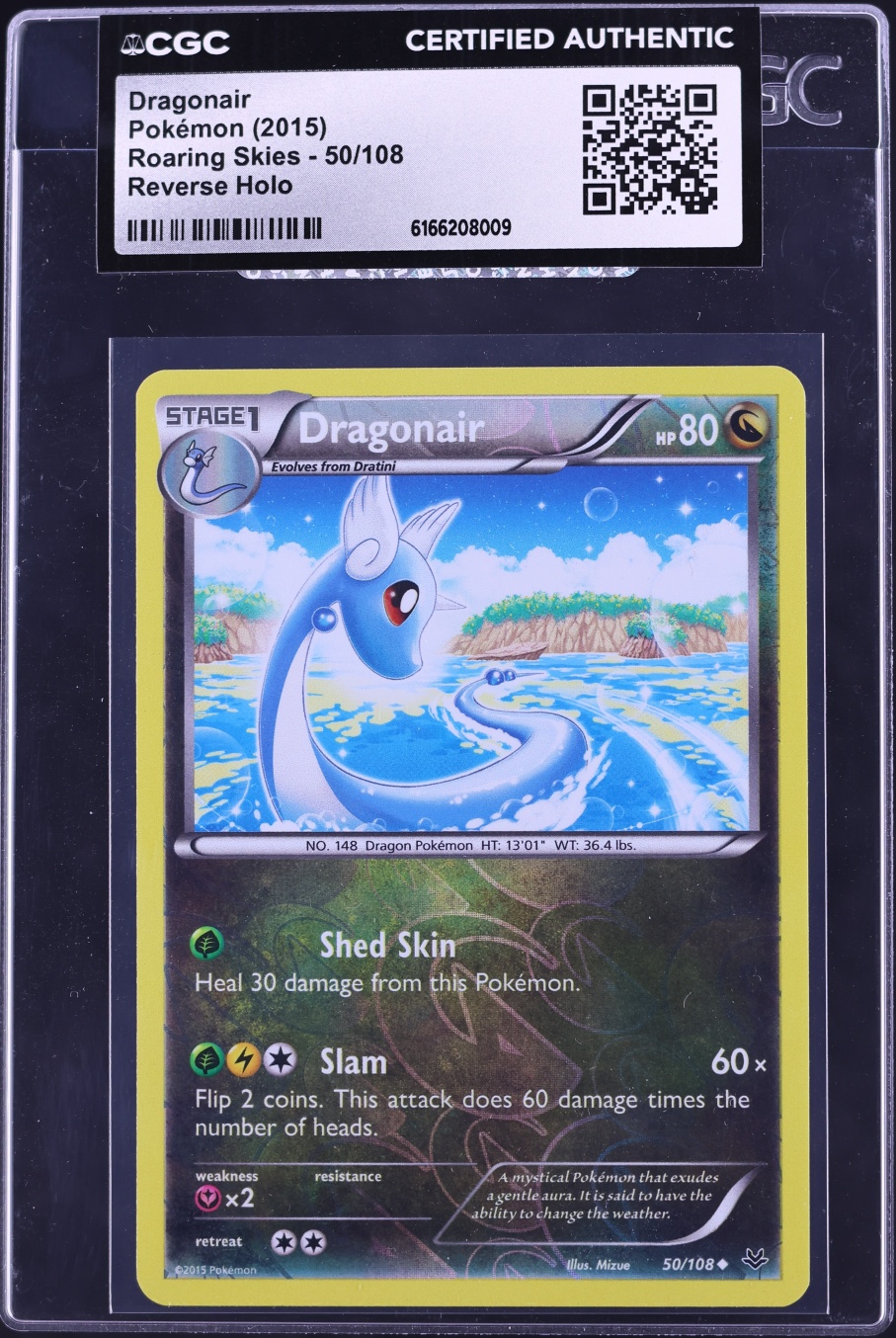 2015 Pokemon XY Roaring Skies Reverse Holo Dragonair #50 CGC AUTH