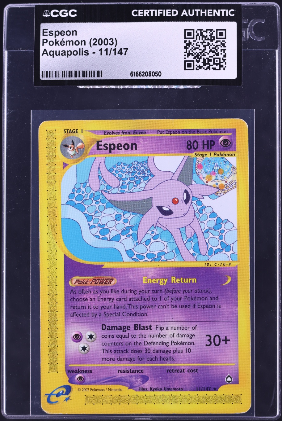 2003 Pokemon Aquapolis Espeon #11 CGC AUTH