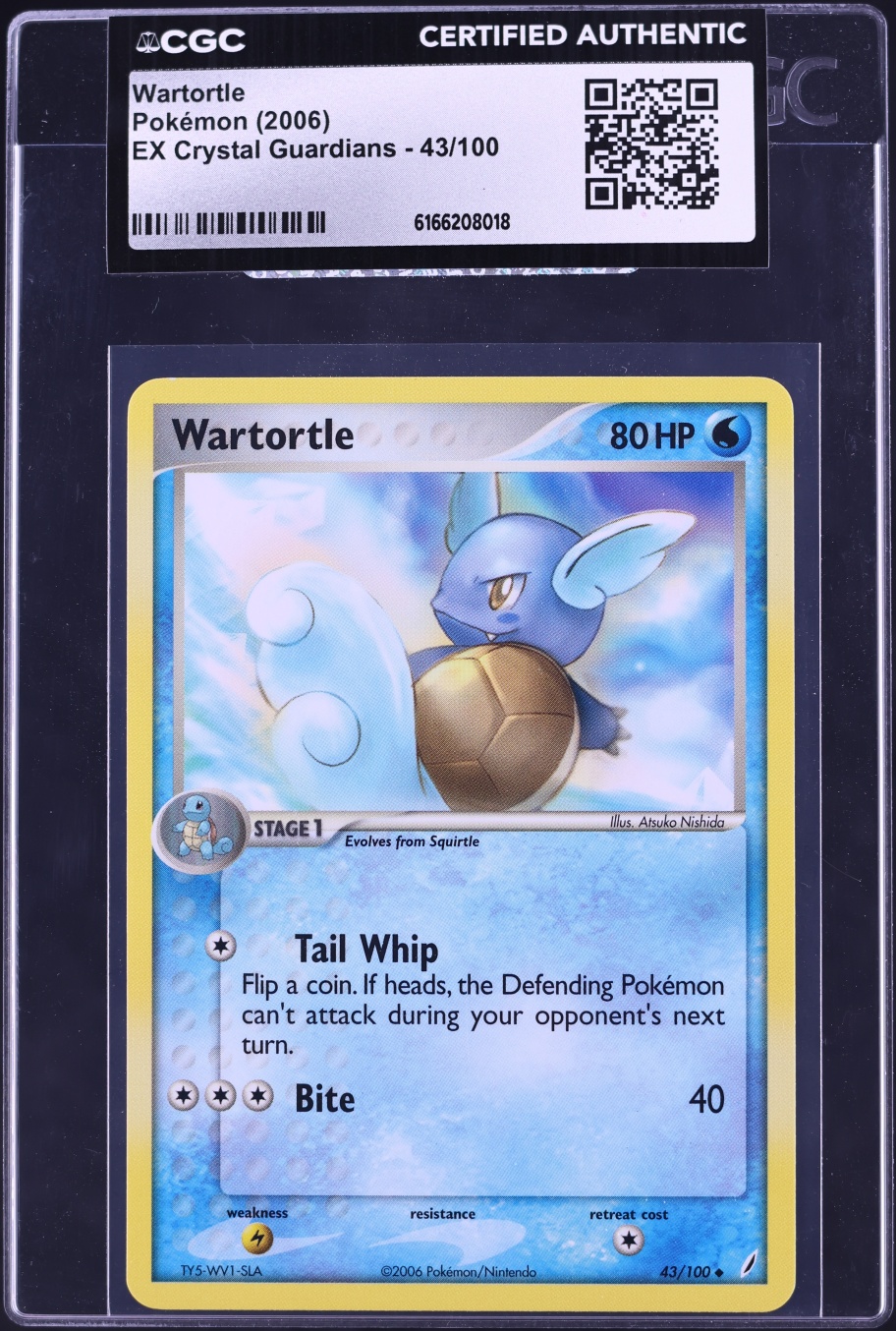 2006 Pokemon EX Crystal Guardians Wartortle #43 CGC AUTH