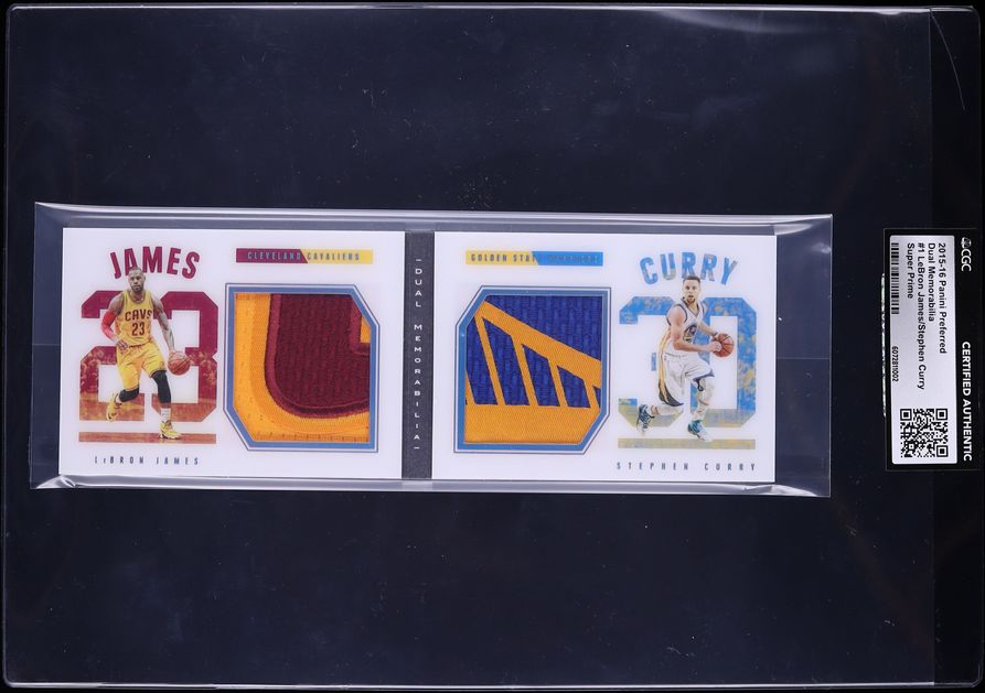 2015 Panini Preferred Super Prime LeBron James Stephen Curry PATCH 1/1 CGC AUTH