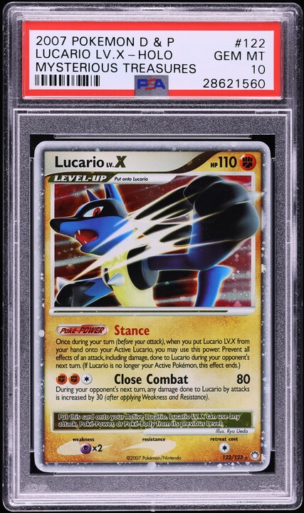 2007 Pokemon DP Mysterious Treasures Holo Lucario LV.X #122 CGC 9