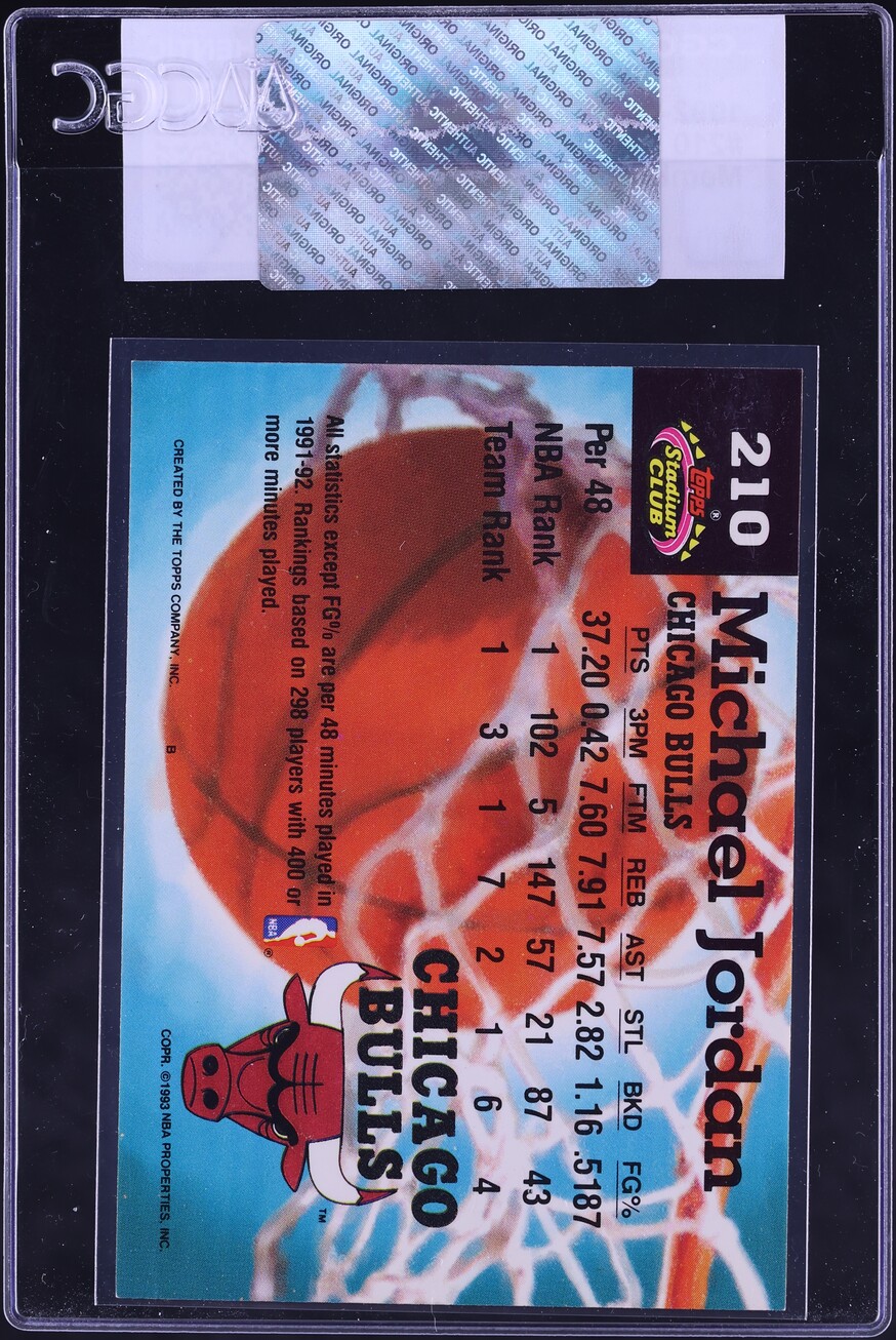 1992 Stadium Club Members Choice Michael Jordan #210 CGC AUTH
