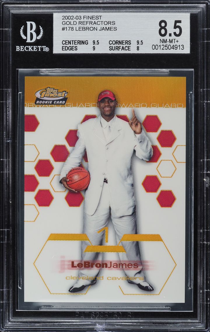 2002 Finest Gold Refractor LeBron James ROOKIE /25 #178 BGS 8.5 NM-MT+