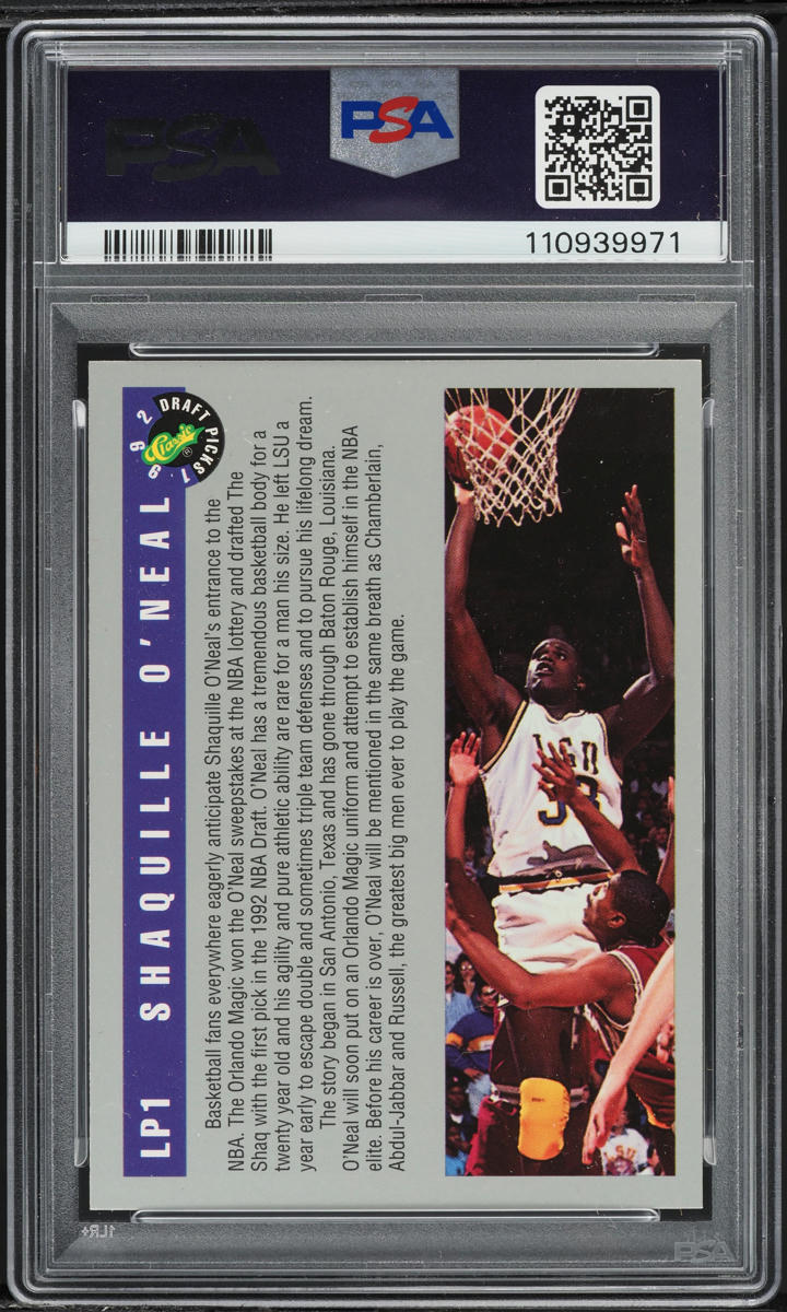 1992 Classic LPs Shaquille O'Neal ROOKIE /56000 #LP1 PSA 9 MINT