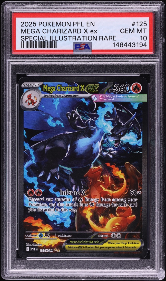2025 Pokemon Mega Evolution Phantasmal Flames SIR Mega Charizard X ex #125 PSA 10 GEM MINT