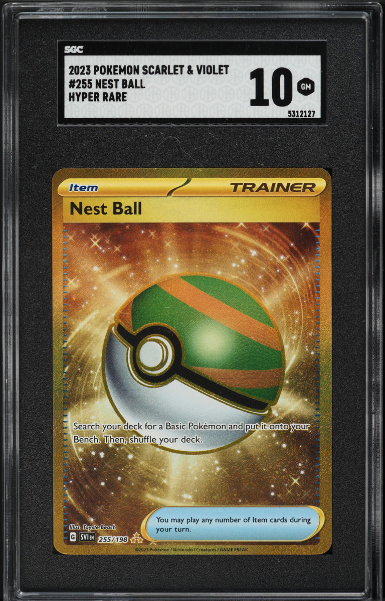 2023 Pokemon Scarlet & Violet Gold Rare Nest Ball #255 SGC 10 GEM MINT