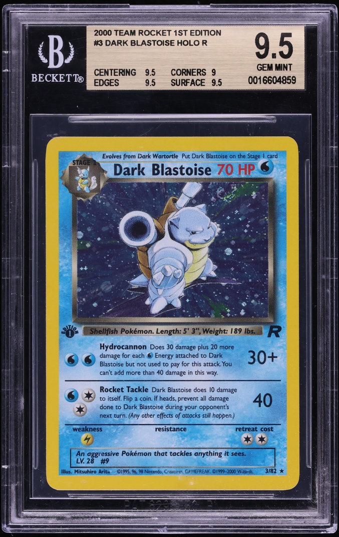 2000 Pokemon Team Rocket 1st Edition Holo Dark Blastoise #3 BGS 9.5 GEM MINT