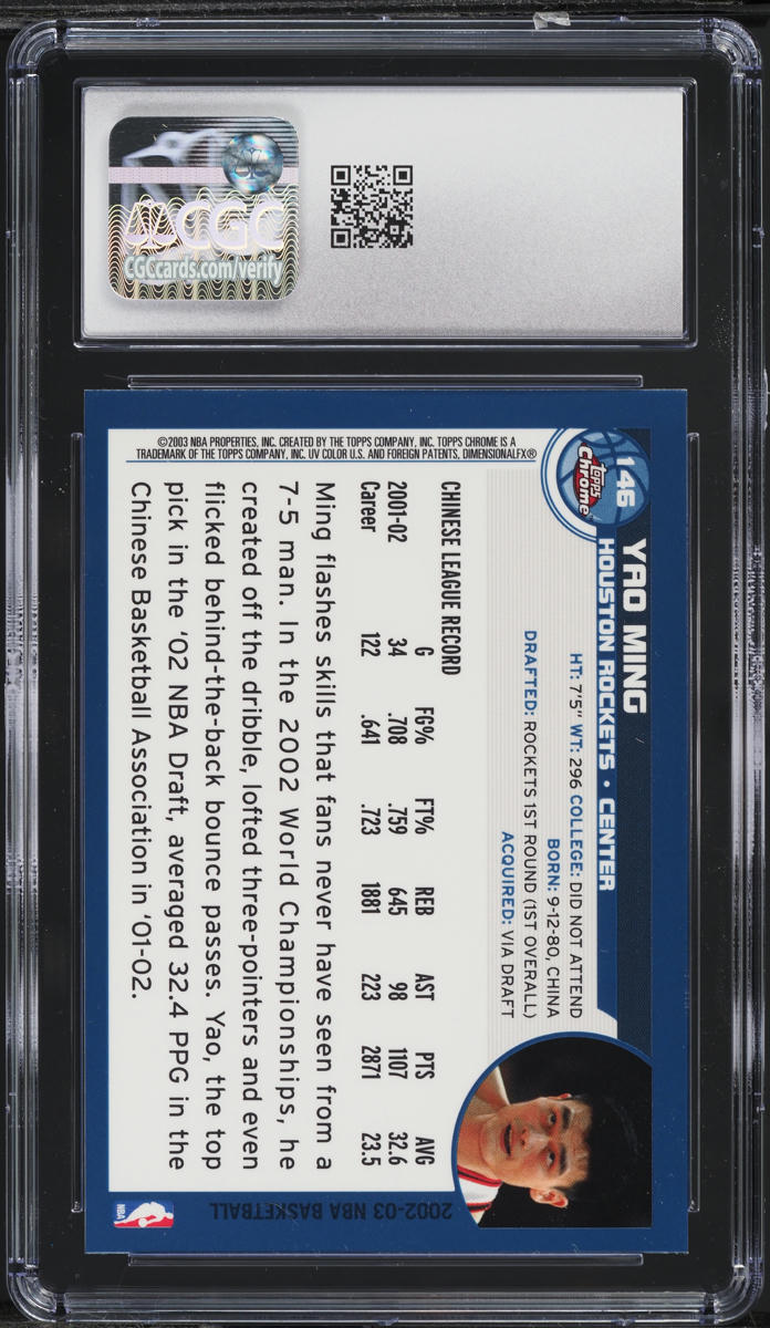 2002 Topps Chrome Yao Ming ROOKIE #146 CGC 9 MINT