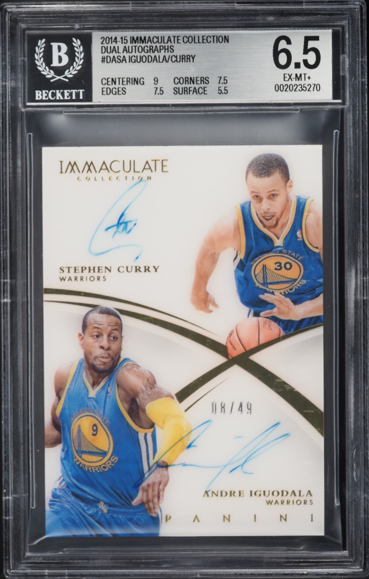 2014 Immaculate Collection Dual Stephen Curry Andre Iguodala AUTO /49 #DA-SA BGS 6.5 EXMT+