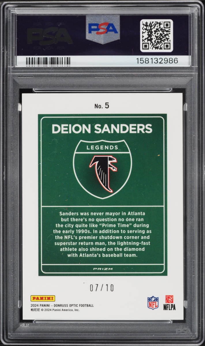 2024 Donruss Optic Downtown Legends Gold Deion Sanders /10 #5 PSA 9 MINT
