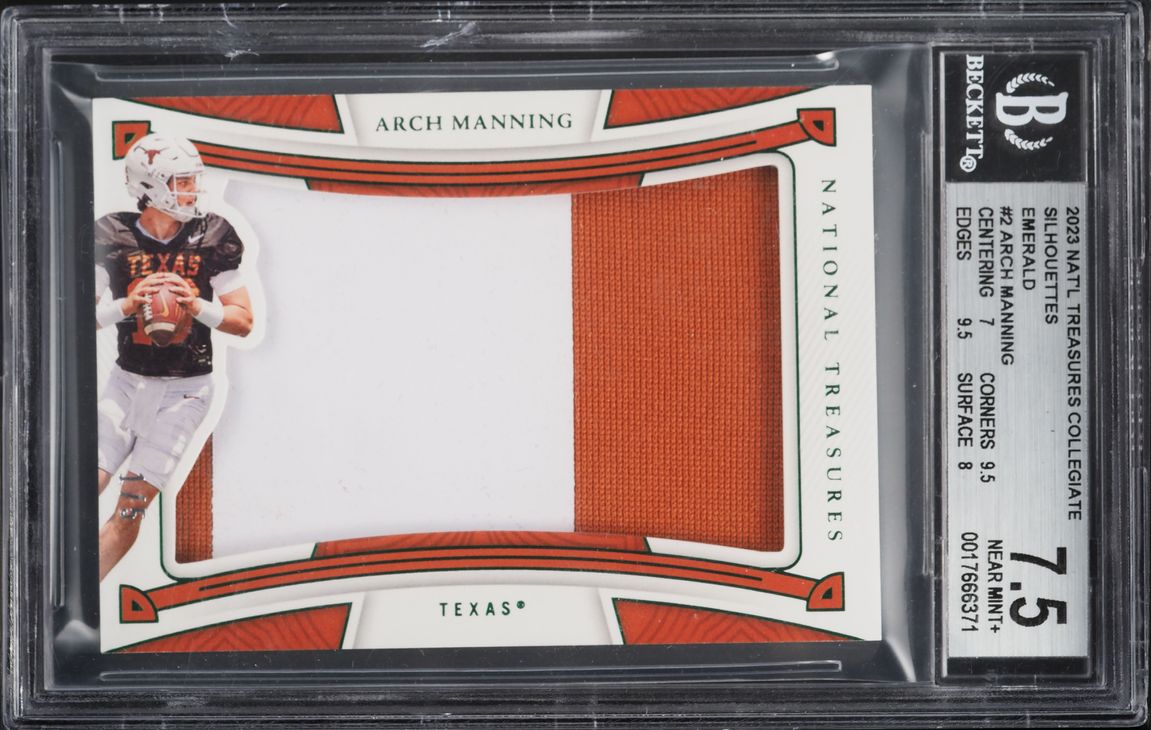 2023 National Treasures Collegiate Silhouettes Emerald Arch Manning PATCH 1/5 #SL-ARM BGS 7.5