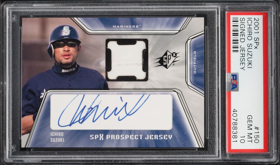 2001 SPx Prospect Jersey Ichiro Suzuki ROOKIE PATCH AUTO #150 PSA 10 GEM MINT