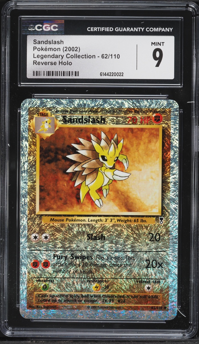2002 Pokemon Legendary Collection Reverse Holo Sandslash #62 CGC 9 MINT