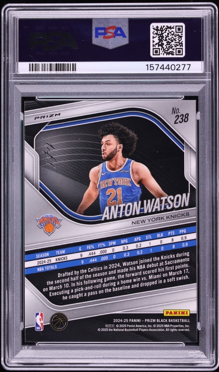 2024 Panini Prizm Black Nebula FOTL Anton Watson ROOKIE 1/1 #238 PSA 9 MINT