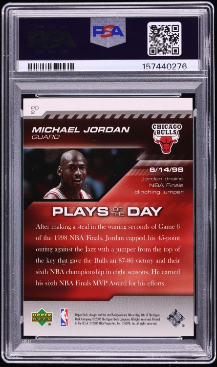 2005 Upper Deck ESPN Plays Of The Day Plays 25th Anniversary Michael Jordan /25 #PD2 PSA 8
