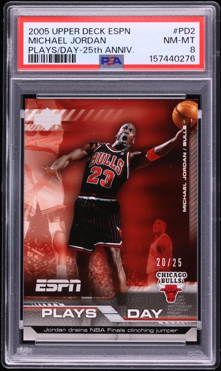 2005 Upper Deck ESPN Plays Of The Day Plays 25th Anniversary Michael Jordan /25 #PD2 PSA 8