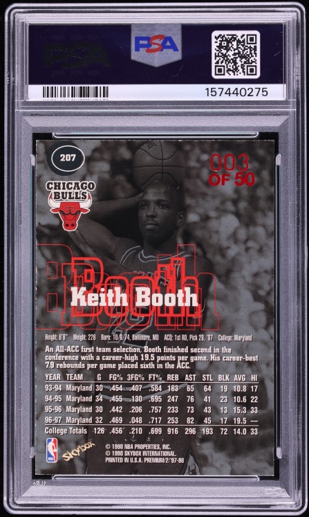 1997 Skybox Premium Star Rubies Keith Booth /50 #207 PSA 6 EXMT