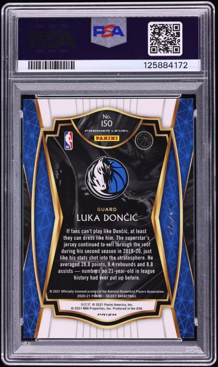 2020 Select Premier Level Black White Gold Prizm Luka Doncic 1/1 #150 PSA 9 MINT