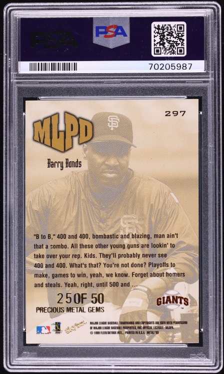 1999 Metal Universe Precious Metal Gems PMG Barry Bonds /50 #297 PSA 5 EX