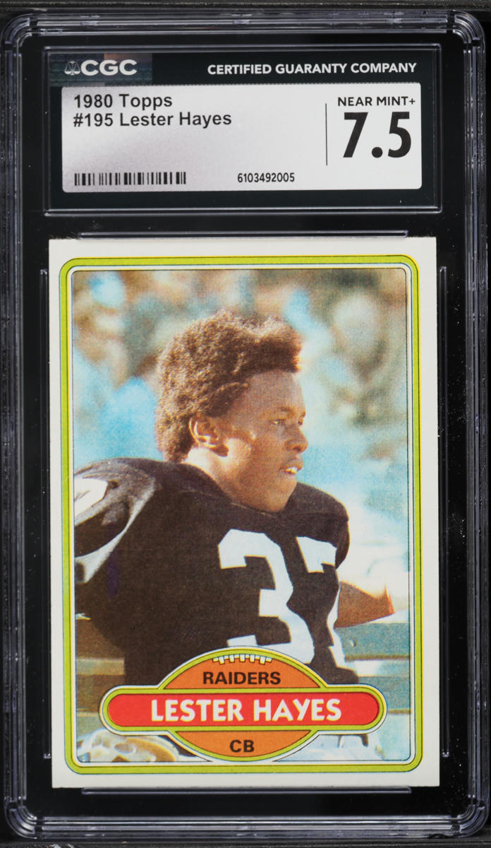 1980 Topps Football Lester Hayes ROOKIE #195 CGC 7.5 NRMT+