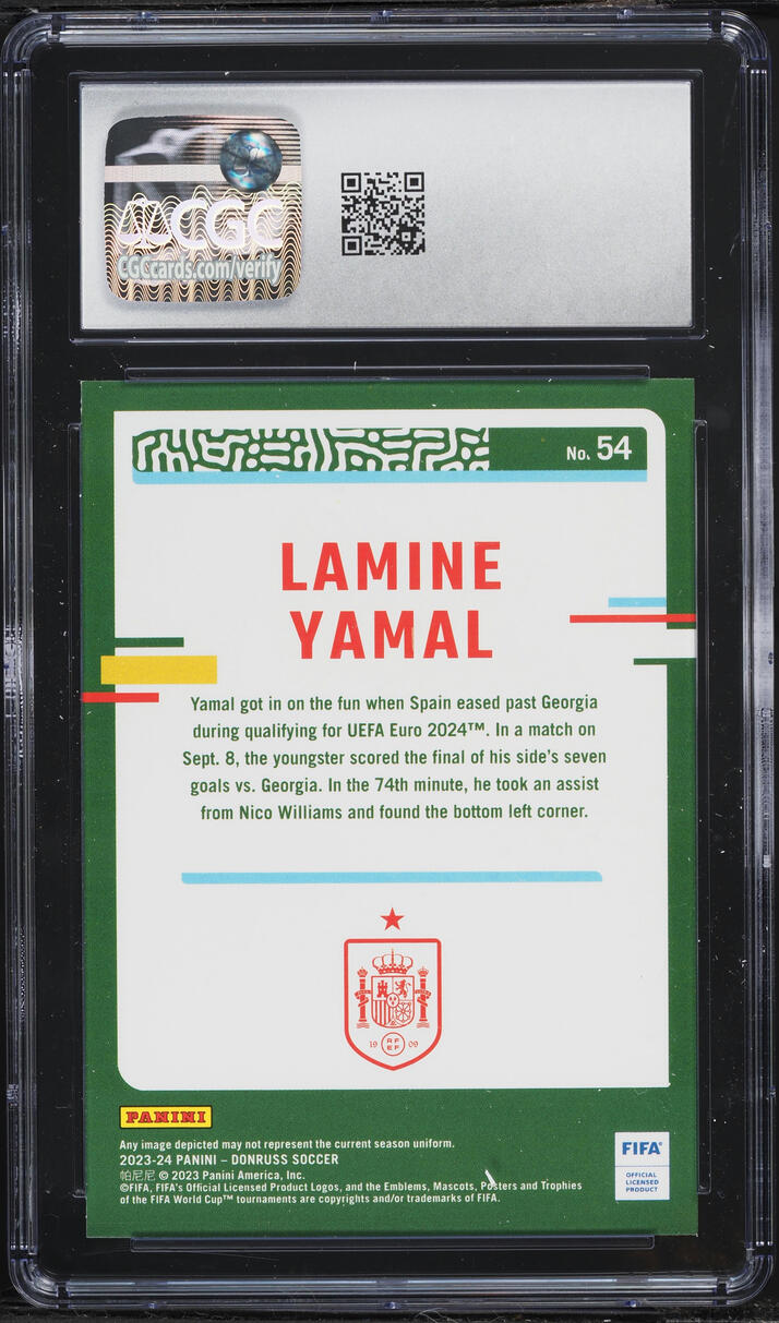 2023 Donruss FIFA Lamine Yamal ROOKIE #54 CGC 10 GEM MINT