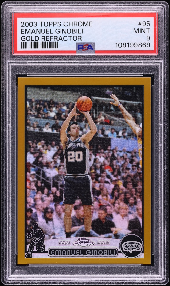 2003 Topps Chrome Gold Refractor Emanuel Ginobili /99 #95 PSA 9 MINT - Photo 1