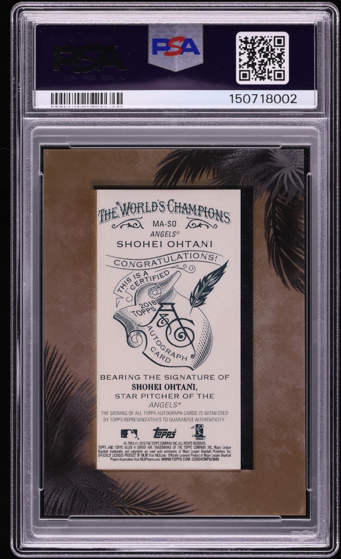 2018 Topps Allen & Ginter Mini Shohei Ohtani AUTO DNA 10 #MA-SO PSA 9 MINT - Photo 2