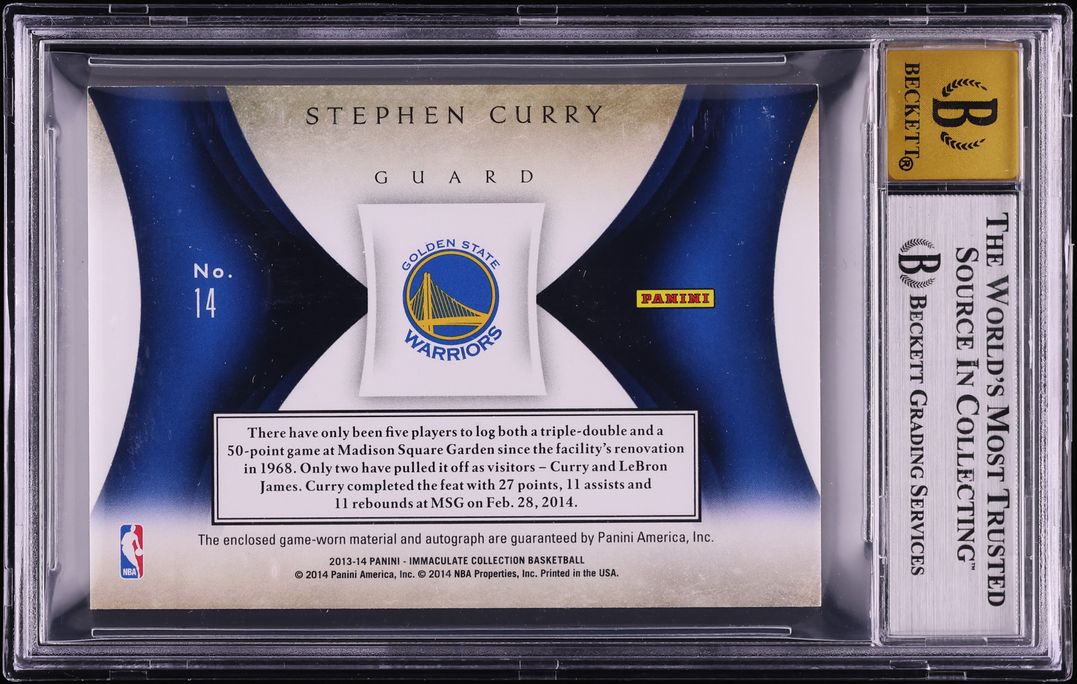 2013 Immaculate Collection Premium Stephen Curry PATCH AUTO /25 #14 BGS 8 NM-MT - Photo 2