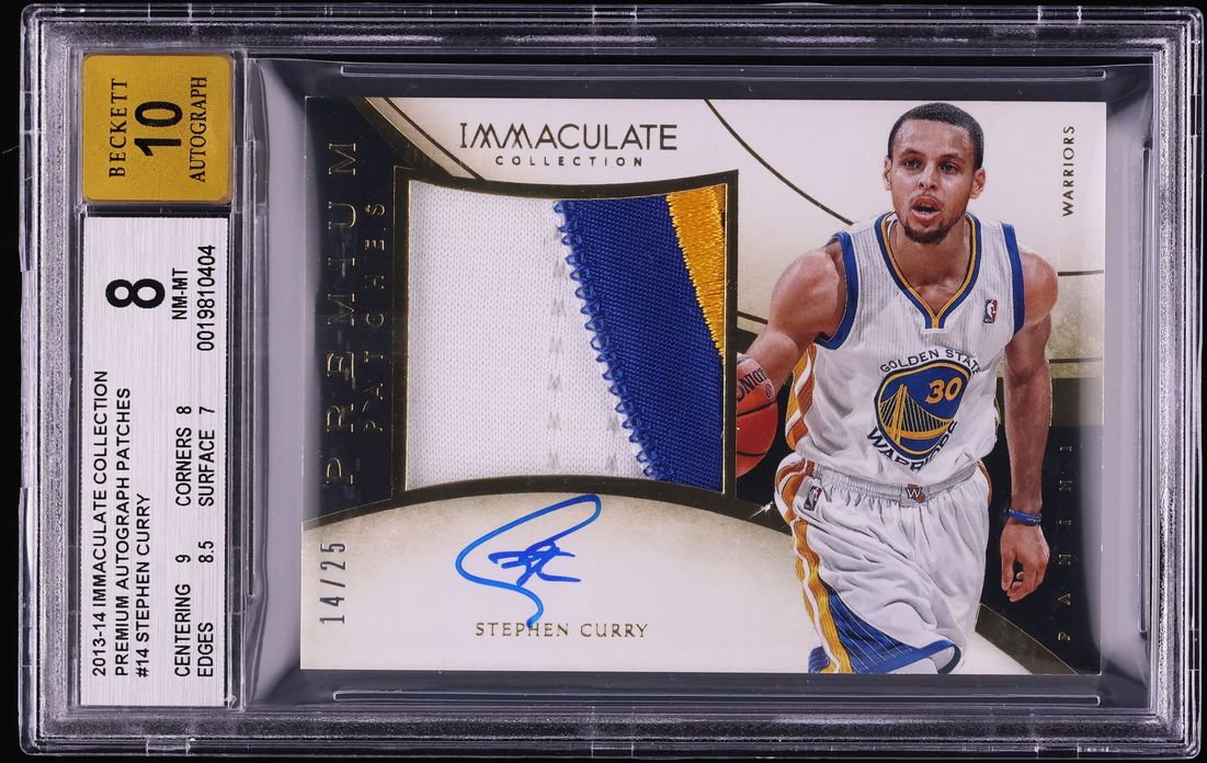 2013 Immaculate Collection Premium Stephen Curry PATCH AUTO /25 #14 BGS 8 NM-MT - Photo 1