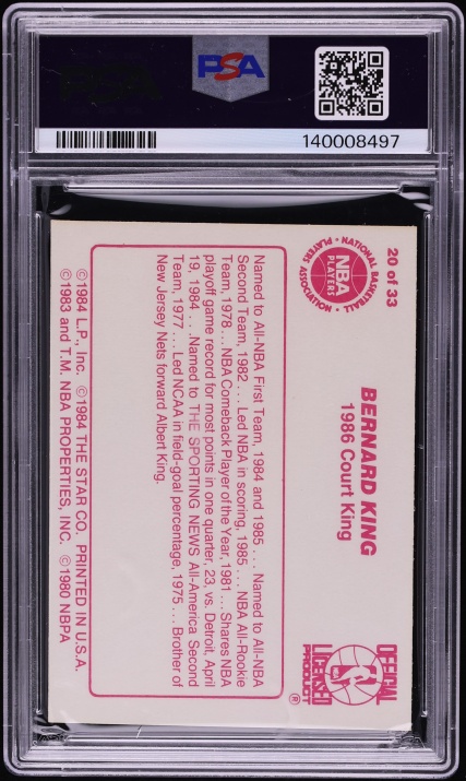 1986 Star Court Kings Bernard King #20 PSA 7 NRMT