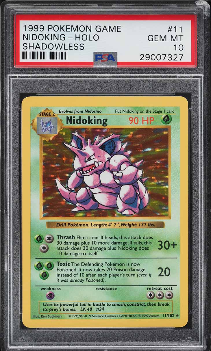 1999 Pokemon Base Set Shadowless Holo Nidoking #11 PSA 10 GEM MINT