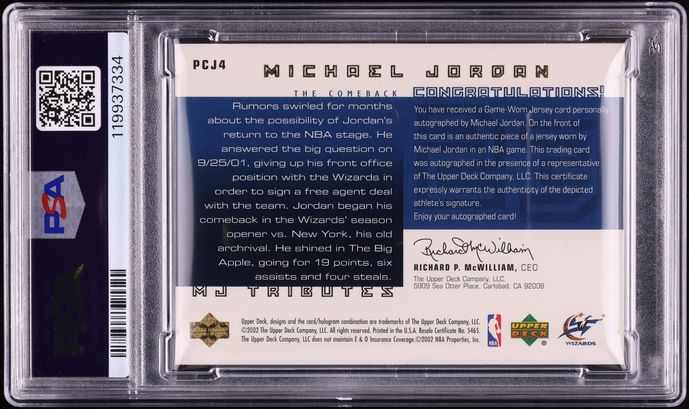 2001 UD MJ Tributes Portrait Of A Champion Michael Jordan PATCH AUTO /23 #PCJ4 PSA 10 GEM MINT - Photo 2