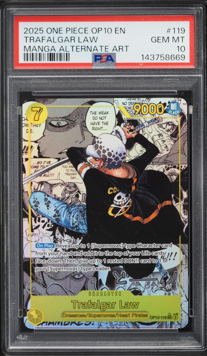 2025 One Piece Royal Blood Manga Alt Art Trafalgar Law #OP10-119 PSA 10 GEM MINT