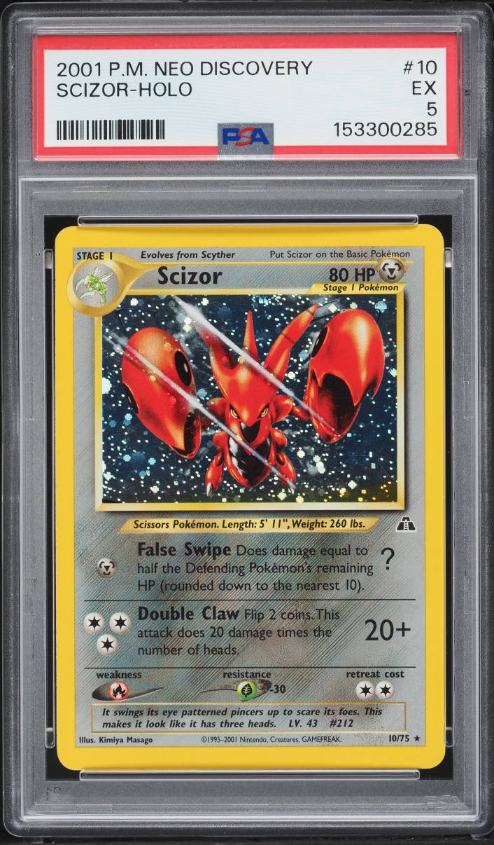 2001 Pokemon Neo Discovery Holo Scizor #10 PSA 5 EX