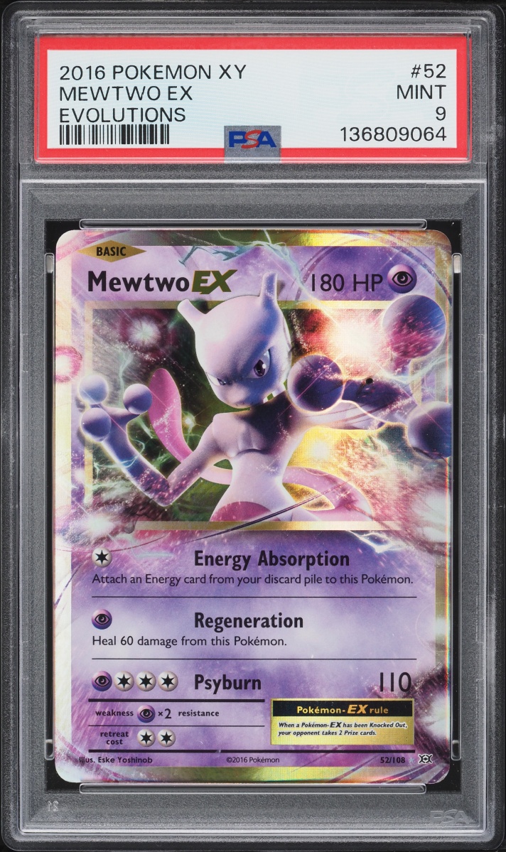 2016 Pokemon XY Evolutions Mewtwo EX #52 PSA 9 MINT