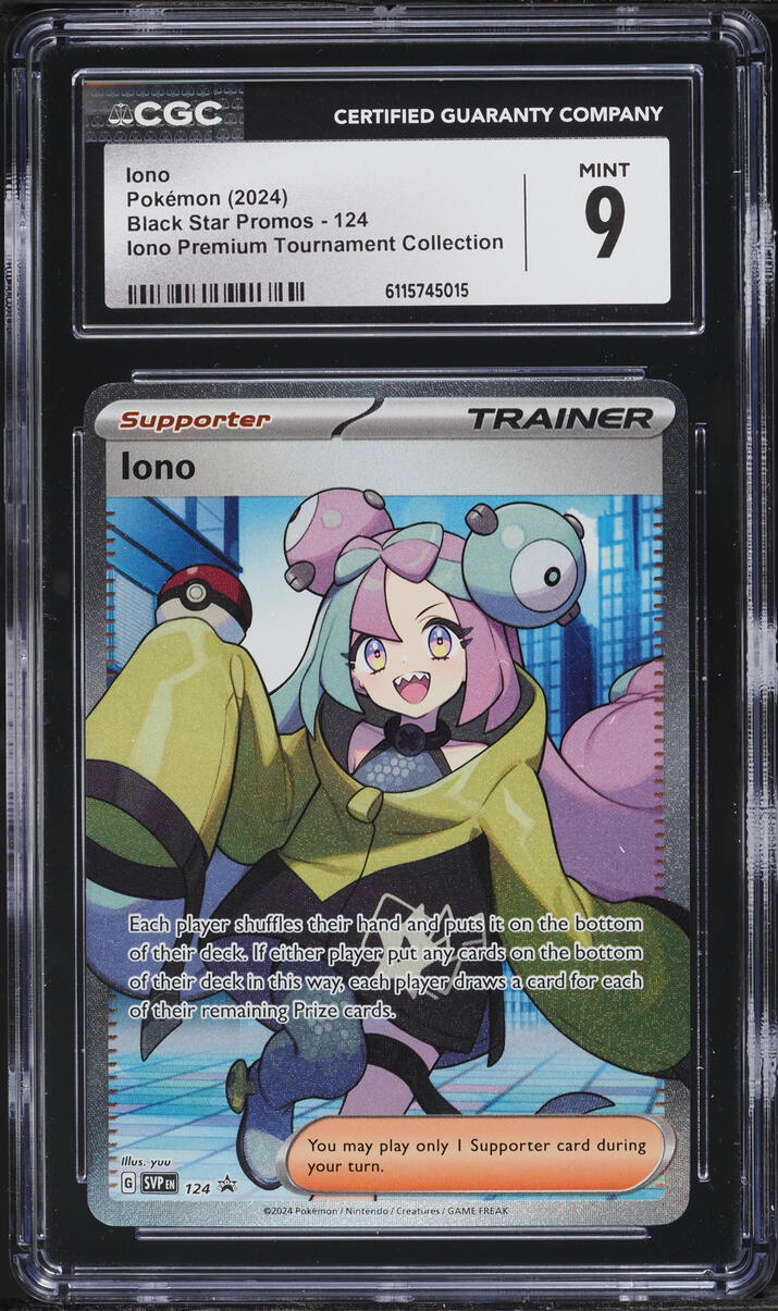 2024 Pokemon Scarlet & Violet Promo Premium Tournament Full Art Iono #124 CGC 9 MINT