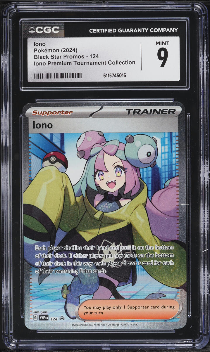 2024 Pokemon Scarlet & Violet Promo Premium Tournament Full Art Iono #124 CGC 9 MINT