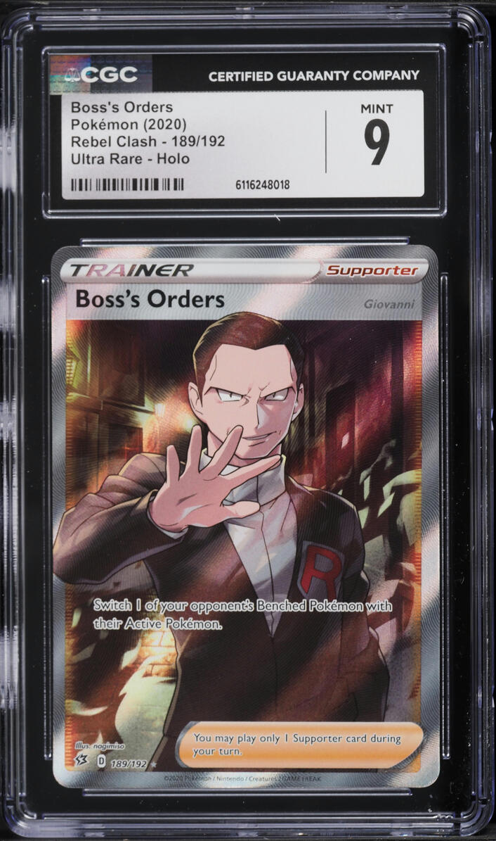 2020 Pokemon Sword & Shield Rebel Clash Full Art Boss's Orders #189 CGC 9 MINT