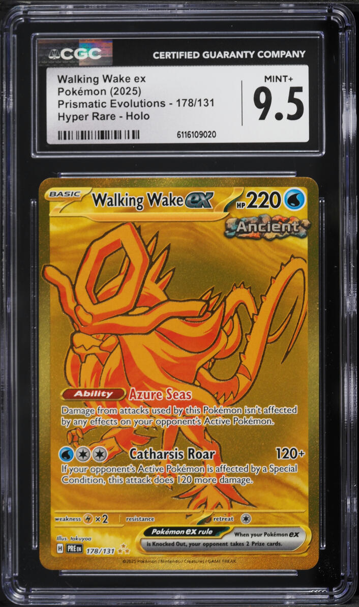 2025 Pokemon Scarlet & Violet Prismatic Evolutions Gold Rare Walking Wake EX #178 CGC 9.5 MINT+