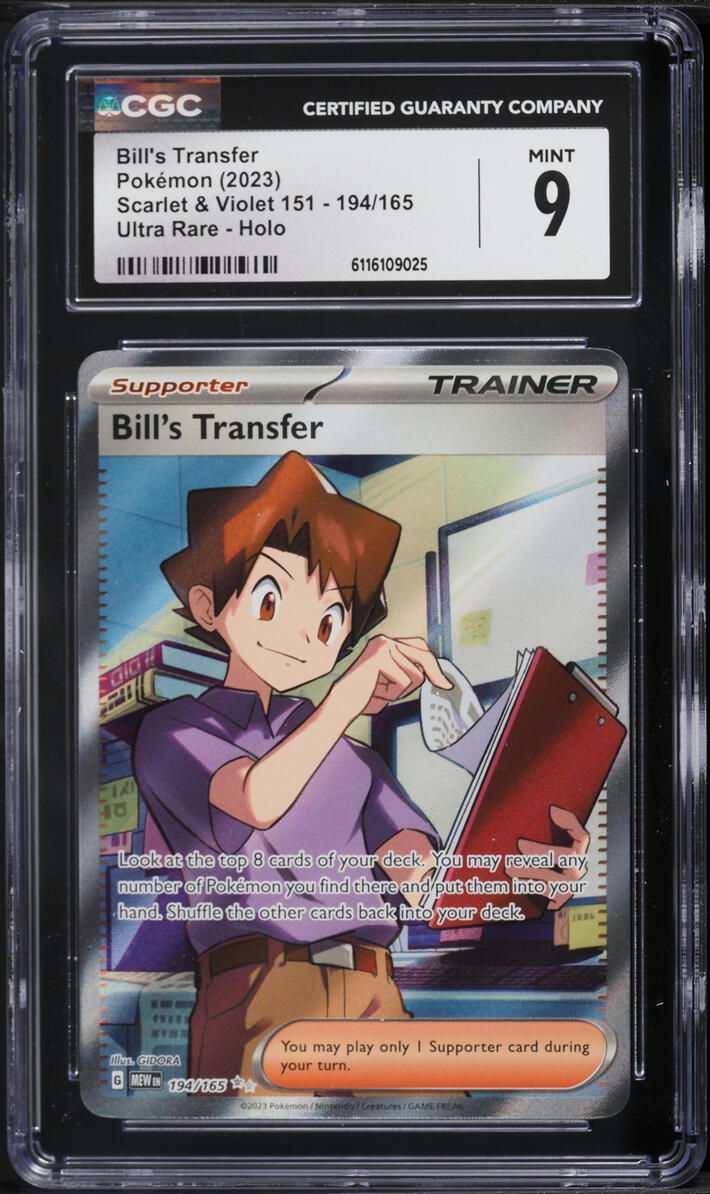 2023 Pokemon Scarlet & Violet 151 Full Art Bill's Transfer #194 CGC 9 MINT