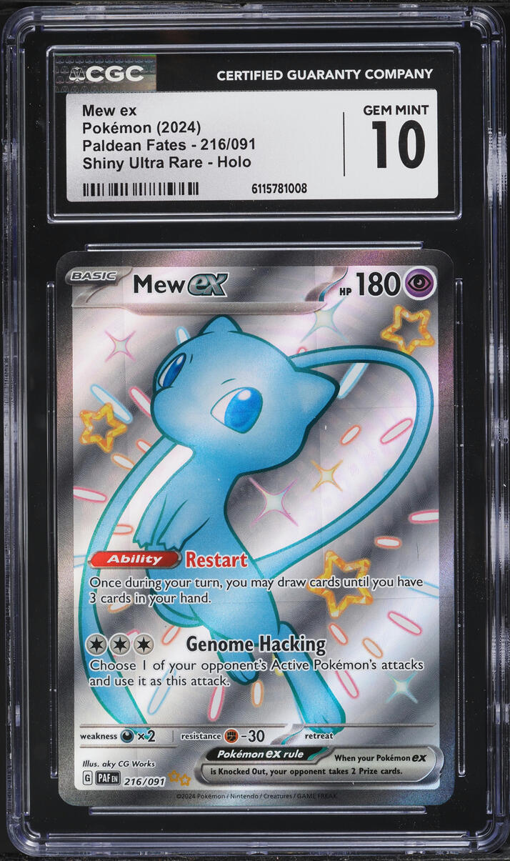 2024 Pokemon Scarlet & Violet Paldean Fates Full Art Shiny Mew ex #216 CGC 10 GEM MINT