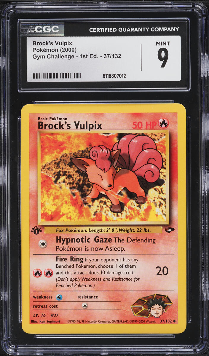 2000 Pokemon Gym Challenge 1st Edition Brock's Vulpix #37 CGC 9 MINT