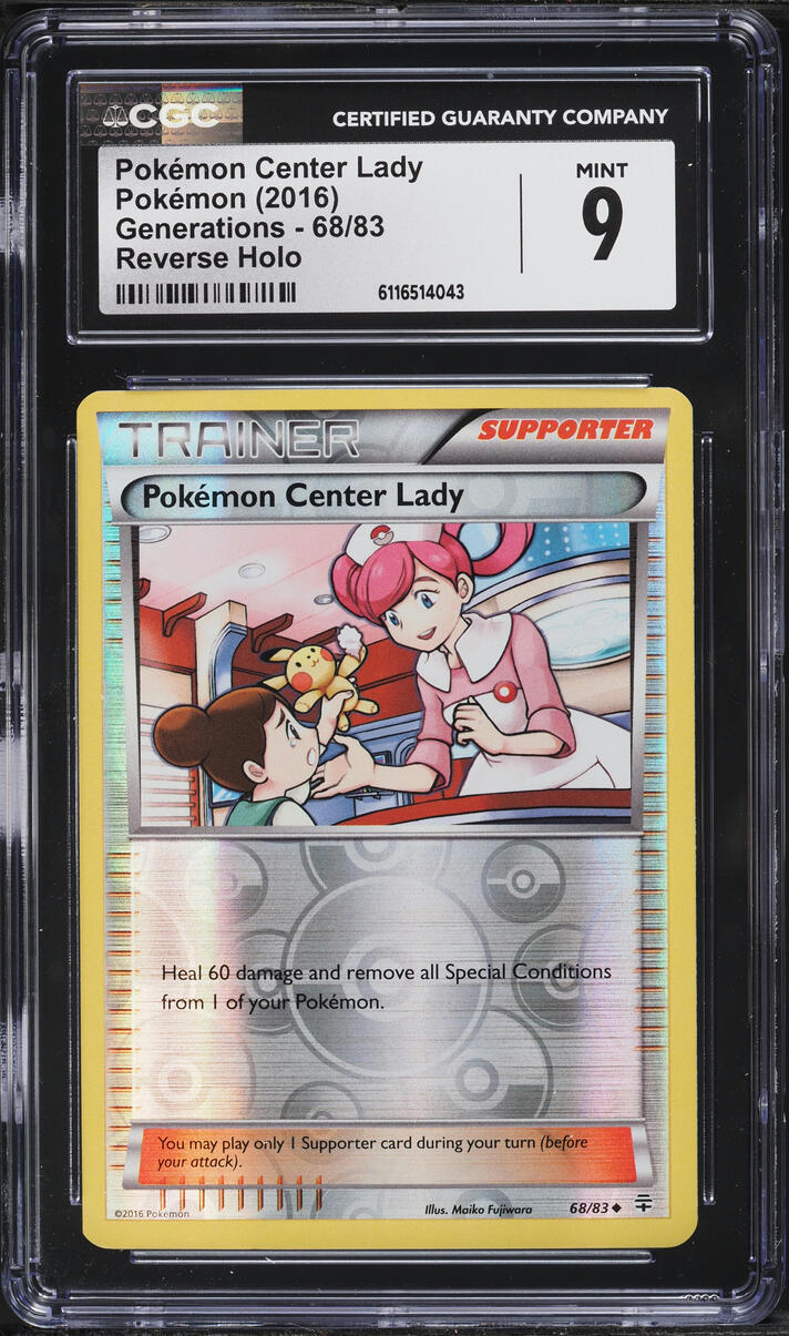 2016 Pokemon XY Generations Reverse Holo Pokemon Center Lady #68 CGC 9 MINT