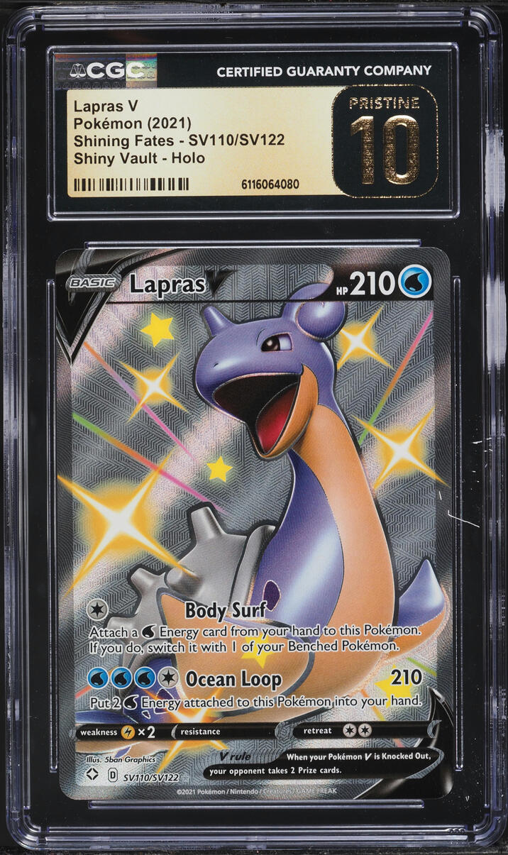 2021 Pokemon Sword & Shield Shining Fates Vault Full Art Lapras V #SV110 CGC 10 PRISTINE